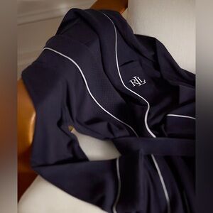 NWOT Lauren Ralph Lauren Short Shawl Collar & Cuff Robe Logo Embroidered